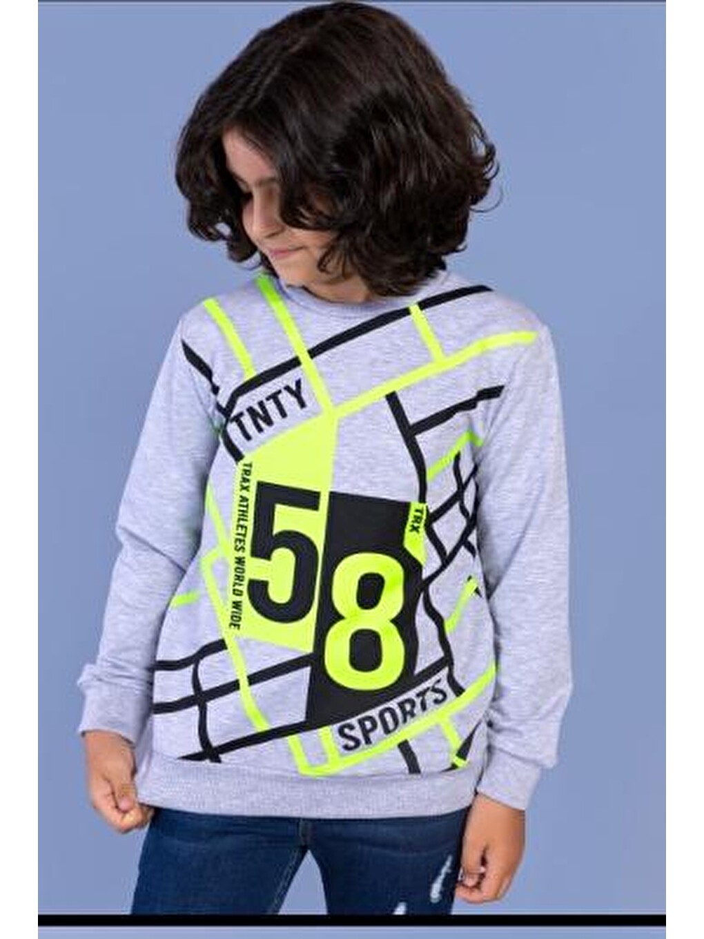 Gri Erkek Çocuk Baskılı Sweatshirt
