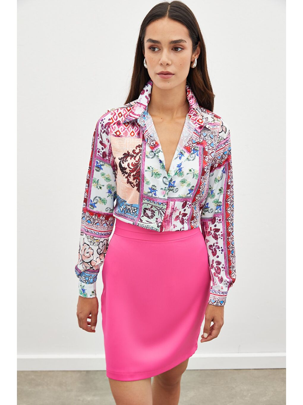 Klasik Desenli Gömlek - Pembe