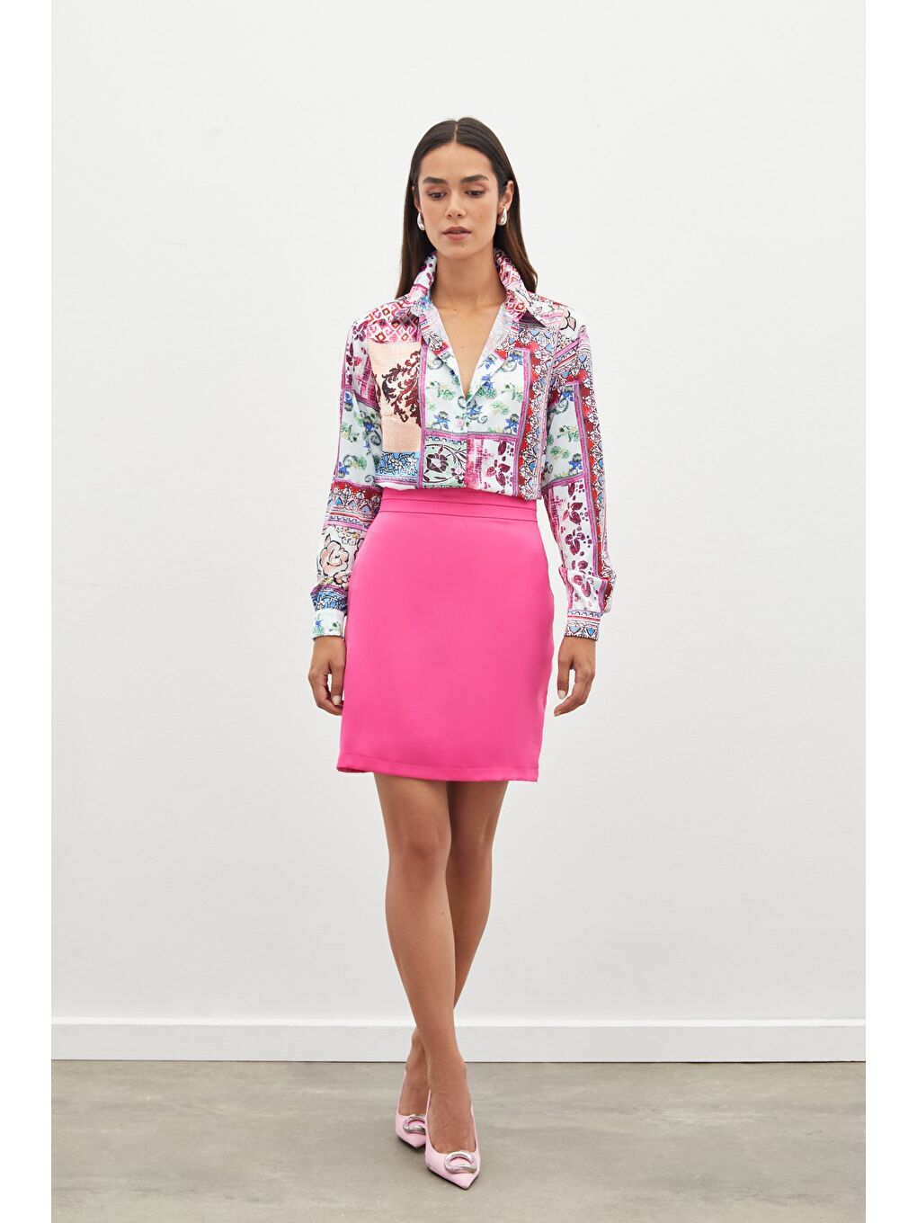 Klasik Desenli Gömlek - Pembe-1