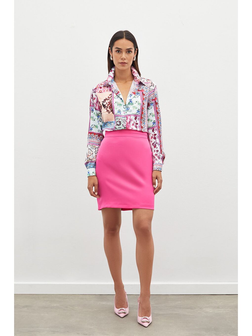 Klasik Desenli Gömlek - Pembe-2