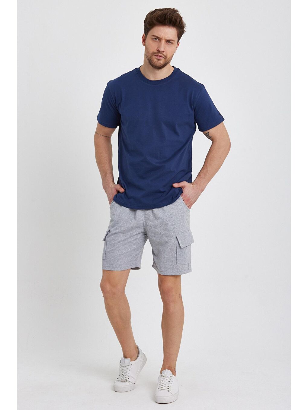 Gri Erkek Kargo Cep Penye Renkli Kapri-3