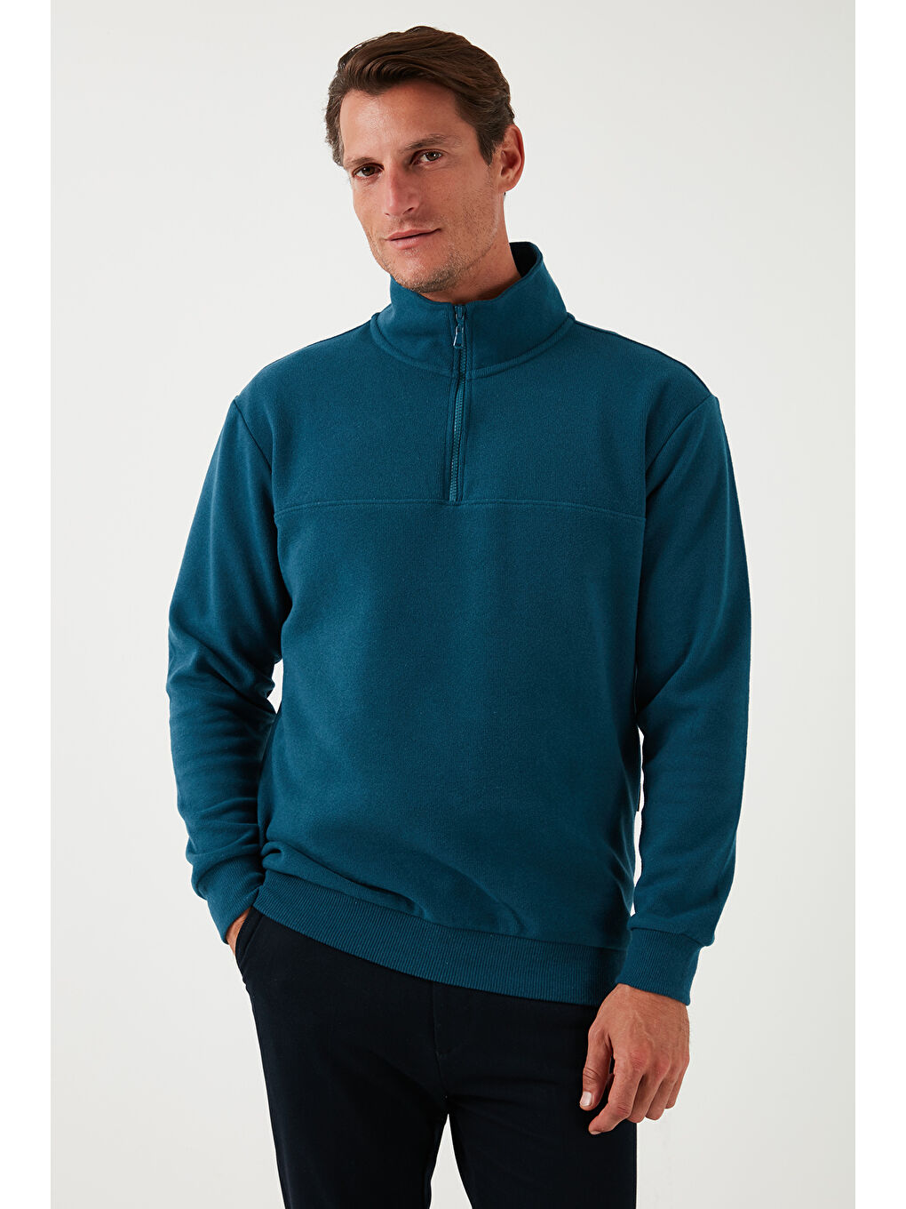 Petrol Pamuklu Regular Fit Erkek Kazak 456112 BR-5