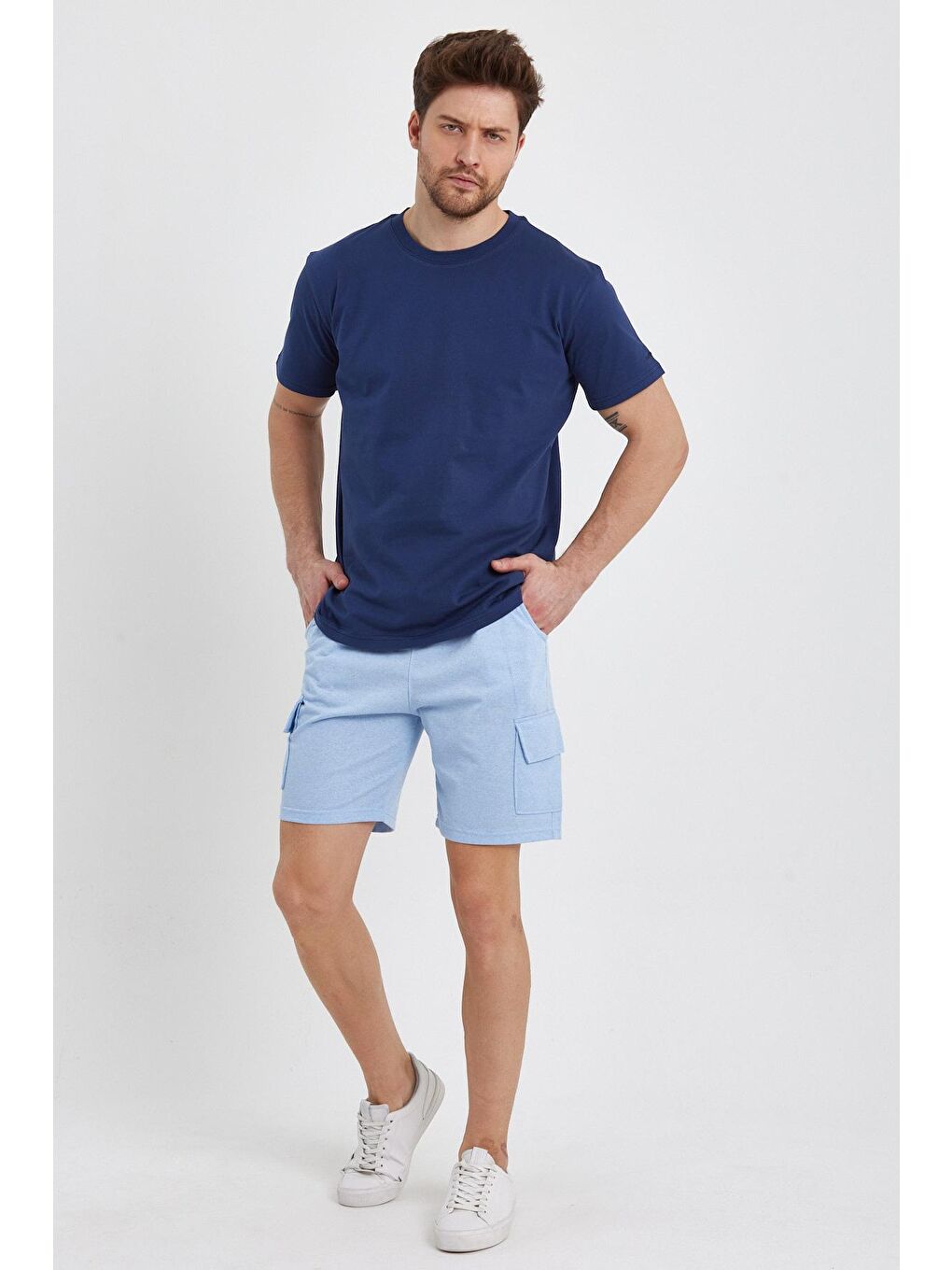 Mavi Erkek Kargo Cep Penye Renkli Kapri-1