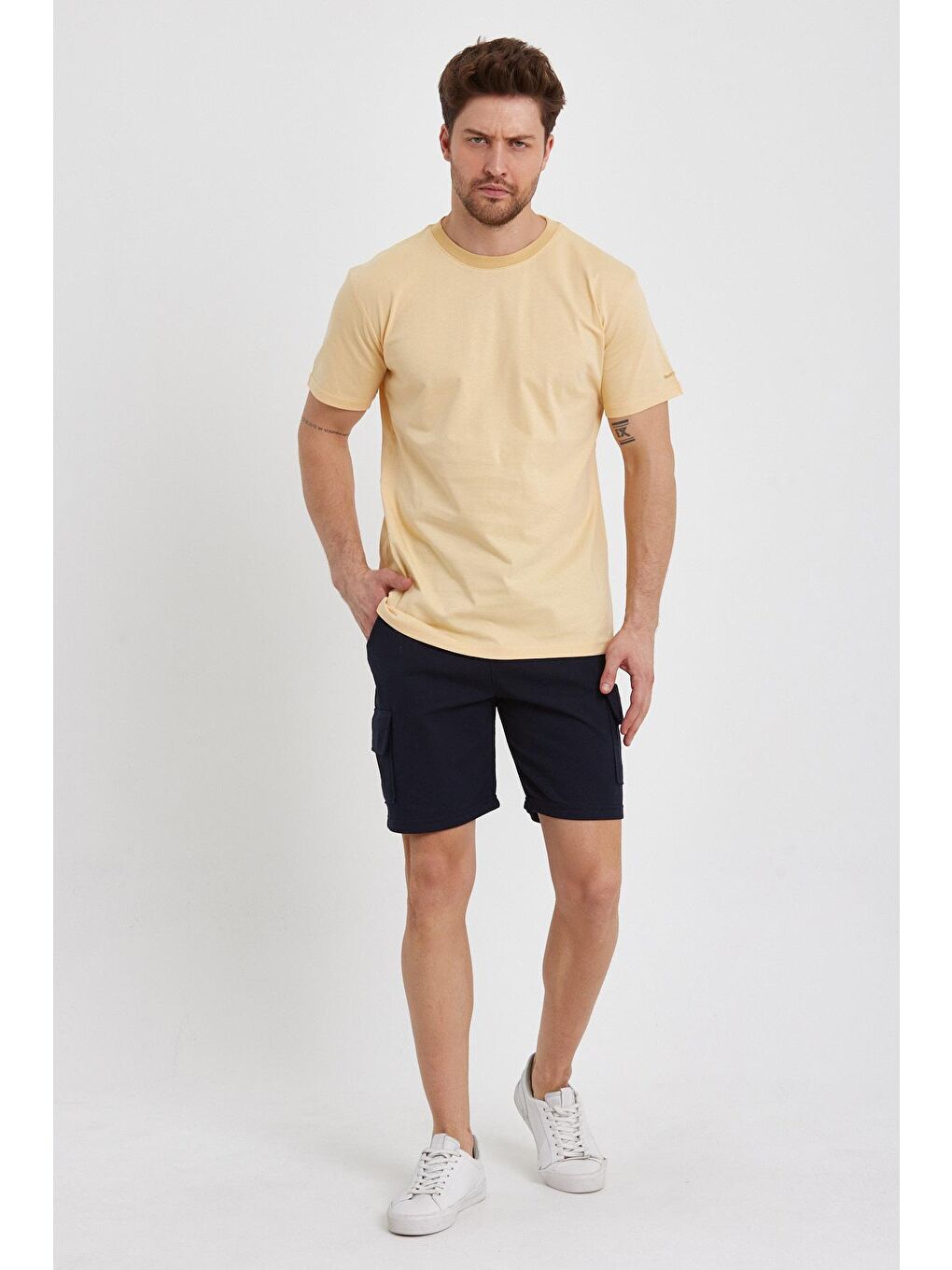 Lacivert Erkek Kargo Cep Penye Renkli Kapri-1