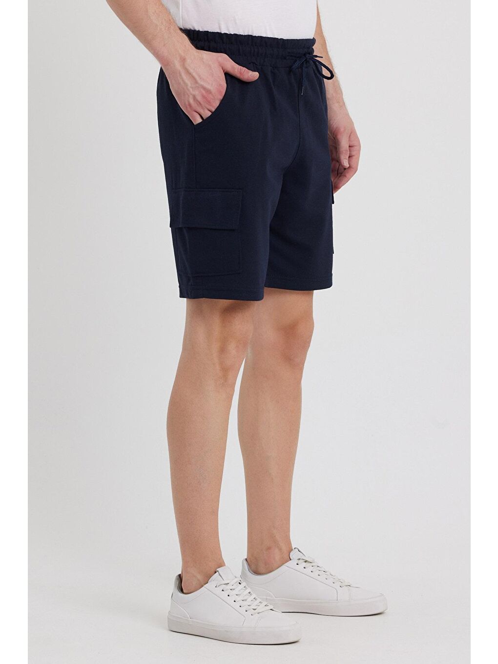 Lacivert Erkek Kargo Cep Penye Renkli Kapri-2