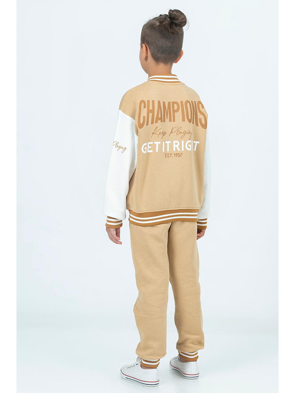 Kahverengi Champions Yazılı Kolej Ceketli Erkek Çocuk Takım 16728-1