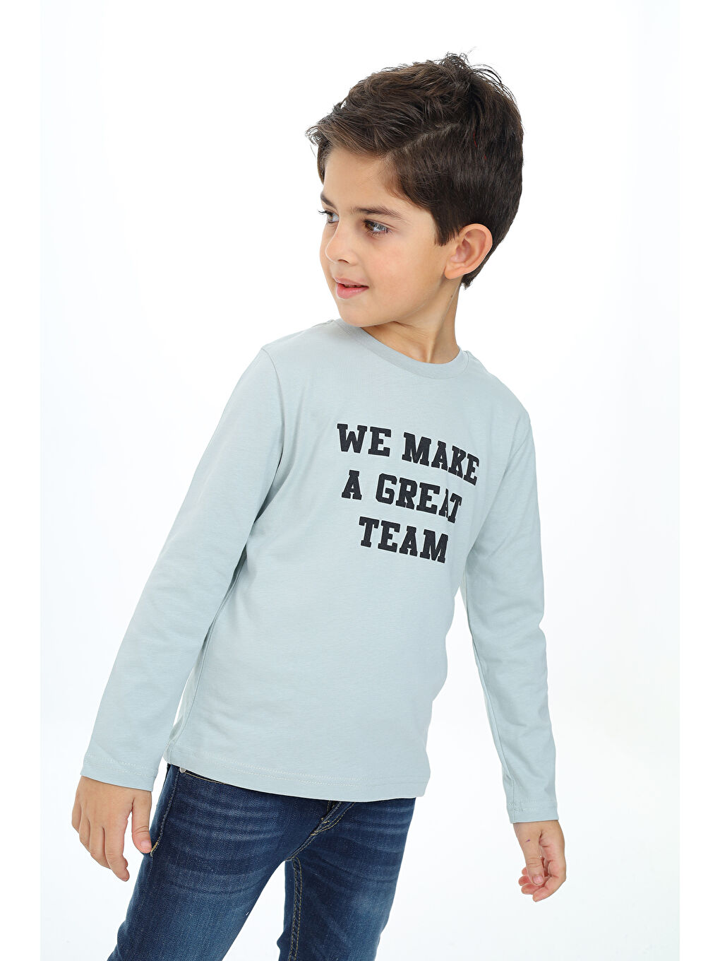 Gri Erkek Çocuk Baskılı Tişört-2