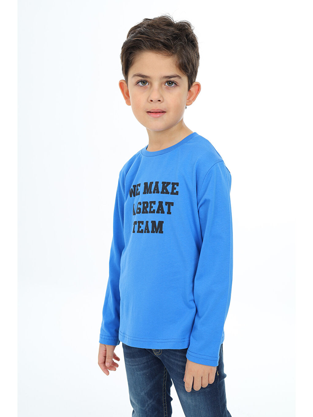 Mavi Erkek Çocuk Baskılı Tişört-1