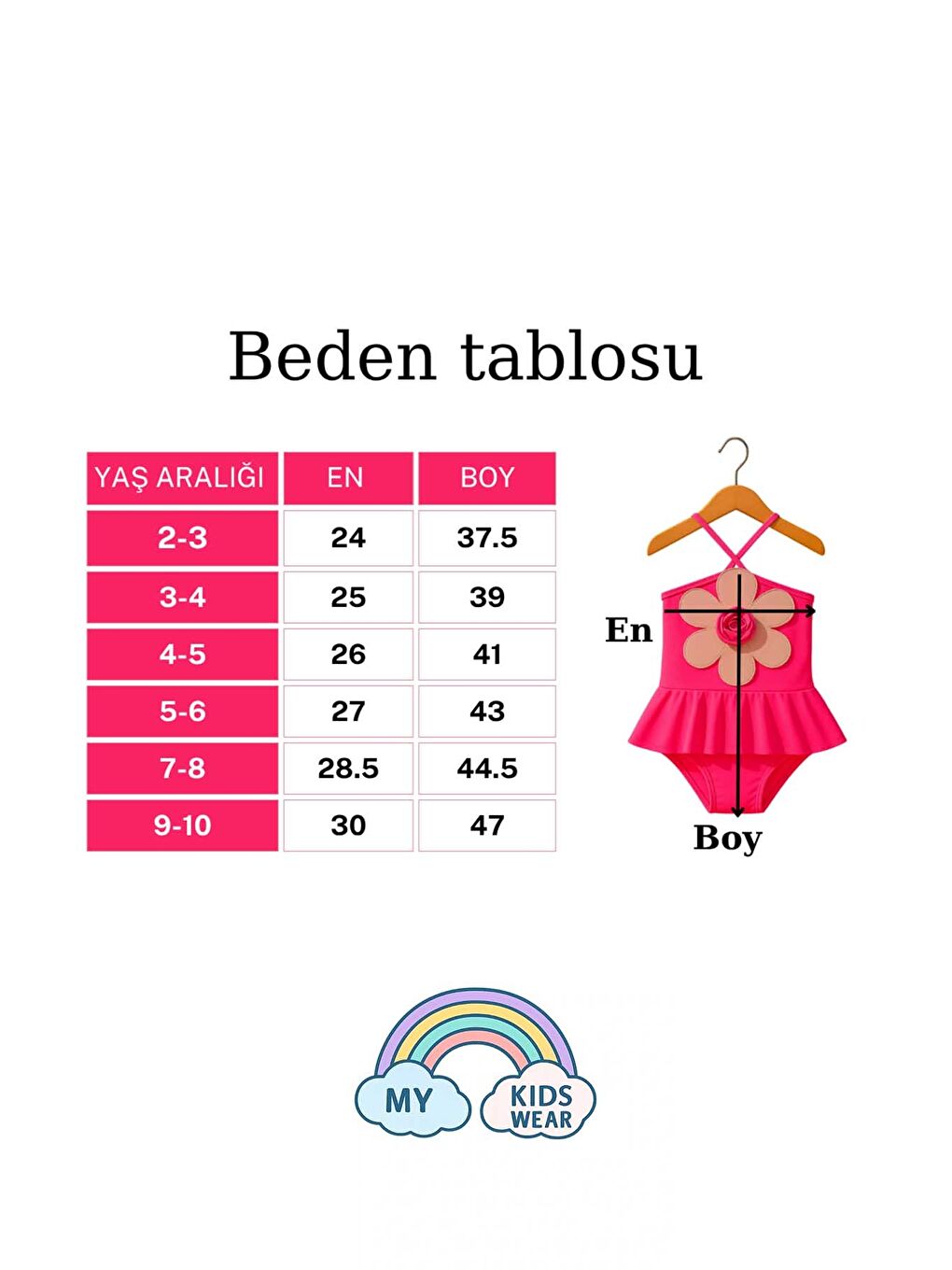 Pembe Papatya Detaylı Kız Çocuk Mayo-1