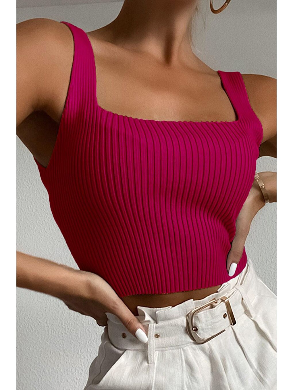 Madmext Fuşya Crop Top MG985