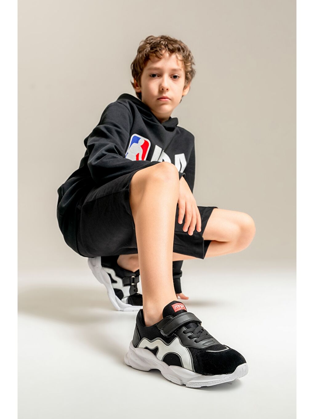 Erkek Çocuk Siyah Hakiki Deri Günlük Spor Ayakkabı