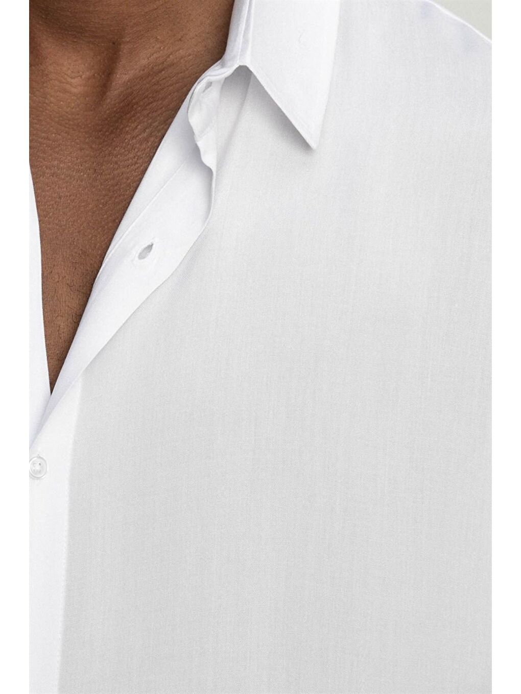Beyaz Tudors Relax Fit  Kısa Kol Düz Viskon Erkek Gömlek-4