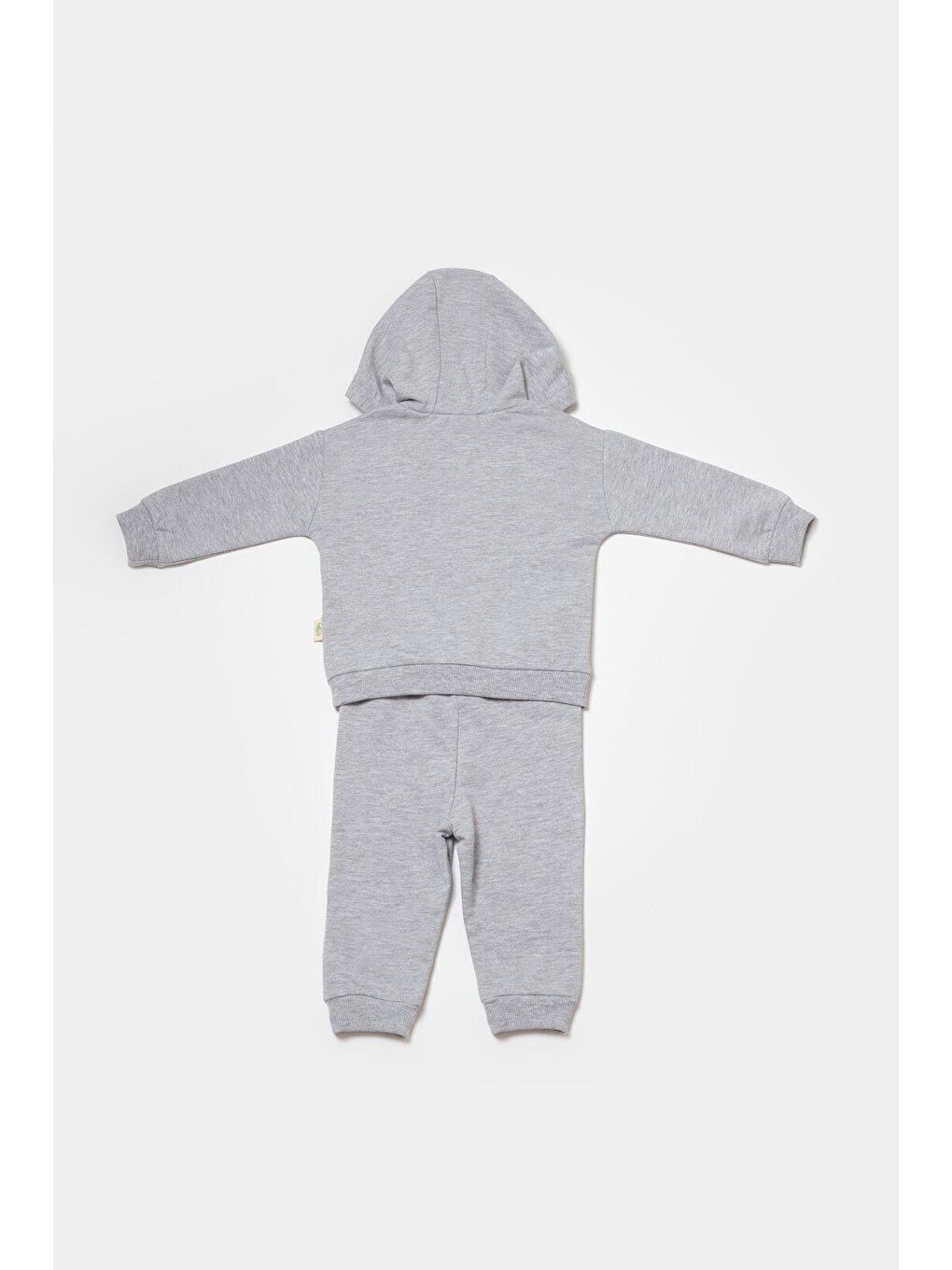 BabyCosy Organic  Gri Kapüşonlu Sweatshirt &Pantolon Seti - 2