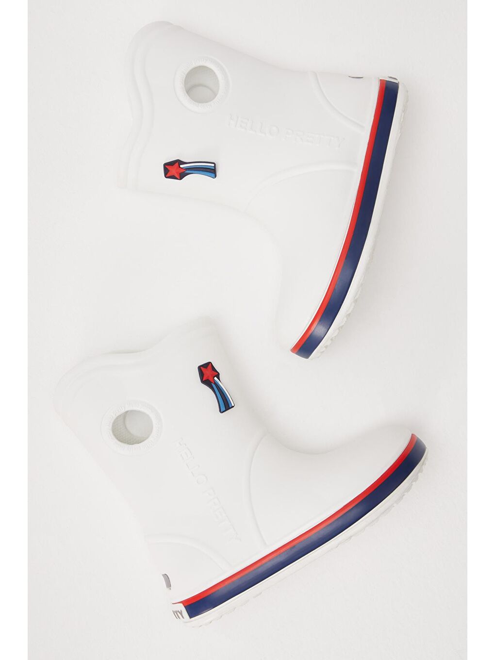 Çocuk Unisex Beyaz Lacivert Rahat Kalıp Kayan Yıldız Dekorlu Eva Bot