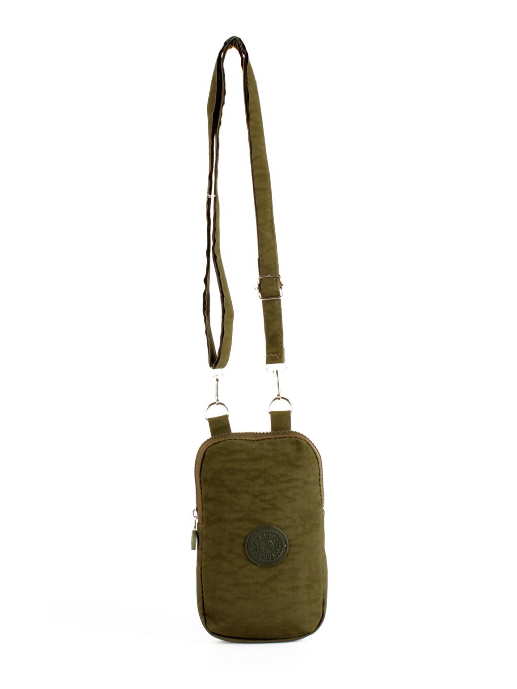 Haki Unisex Krinkıl Kumaş İki Bölmeli Telefonluk ve Omuz Çantası (20766)-2