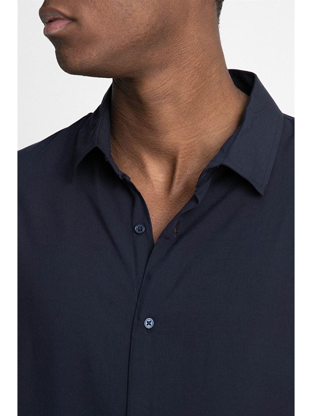 Lacivert Tudors Relax Fit Vual Viskon Premium Kumaş Spor Yaka Erkek Gömlek-2