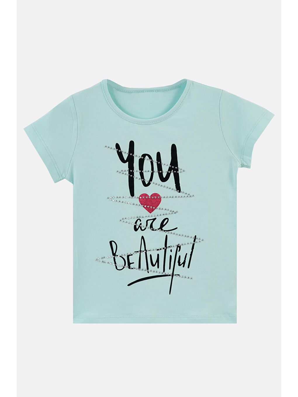 Yeşil Baskılı Bisiklet Yaka Pamuklu T Shirt 5962417