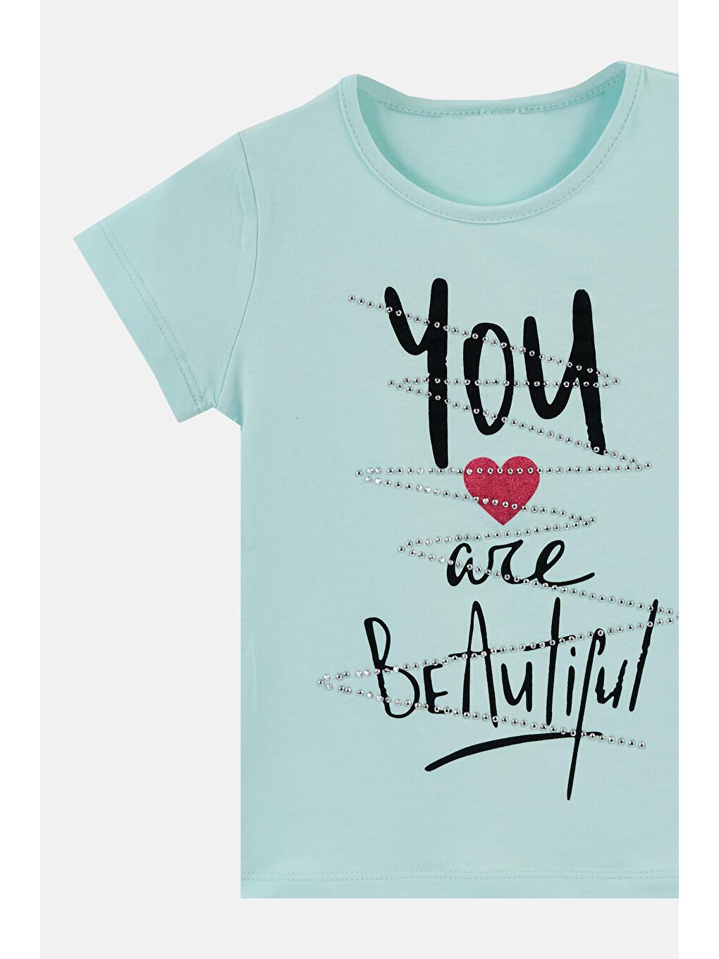 Yeşil Baskılı Bisiklet Yaka Pamuklu T Shirt 5962417-2