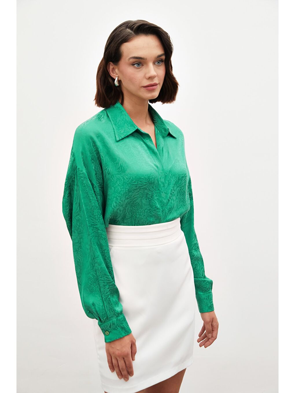 Desenli Salaş Gömlek - Yeşil-1