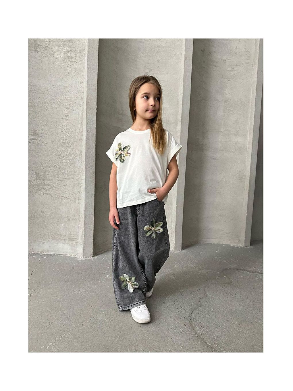 Gri Bayramlık Jean Pantolonlu Alt Üst Takım