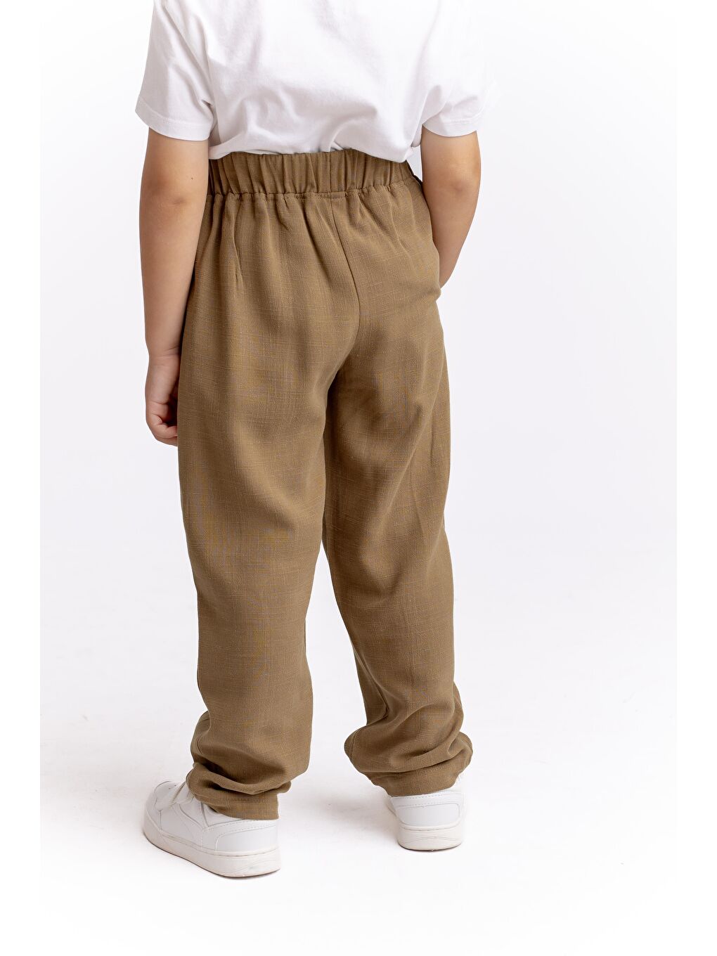Bej Kız Çocuk Keten Pantolon-2