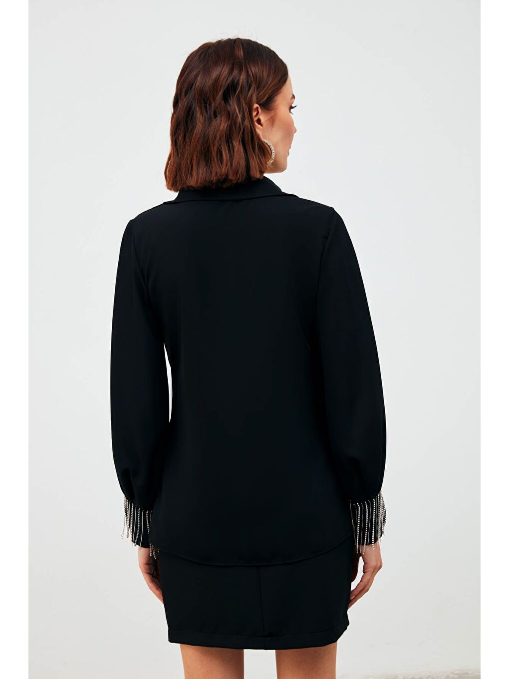 Manşetleri Aksesuarlı Gömlek - Siyah