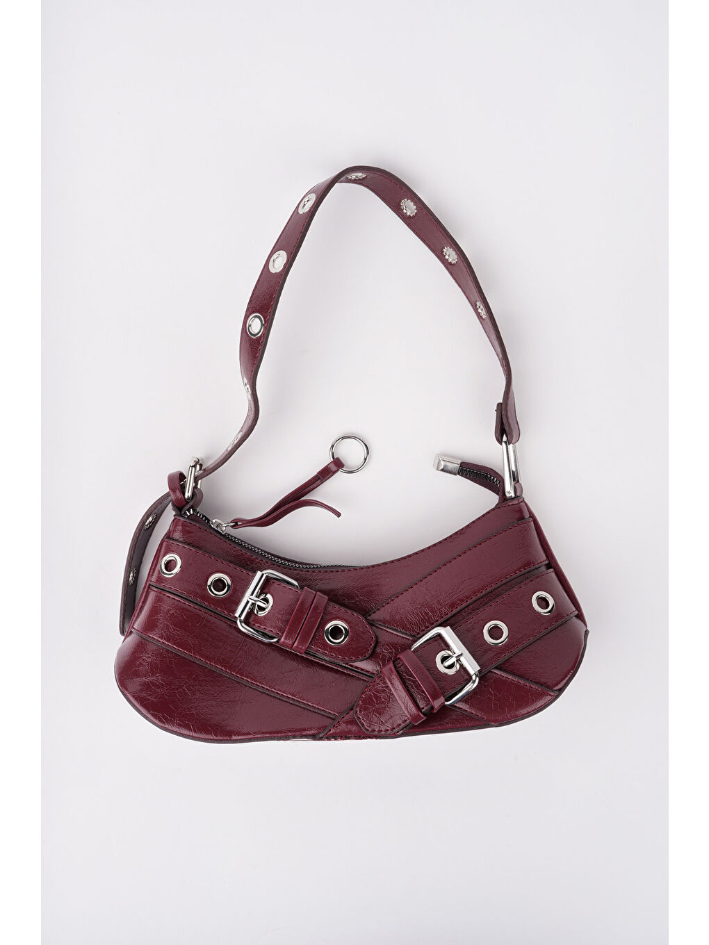 Bordo CHARM Kadın Kemer Detaylı Baget Çanta