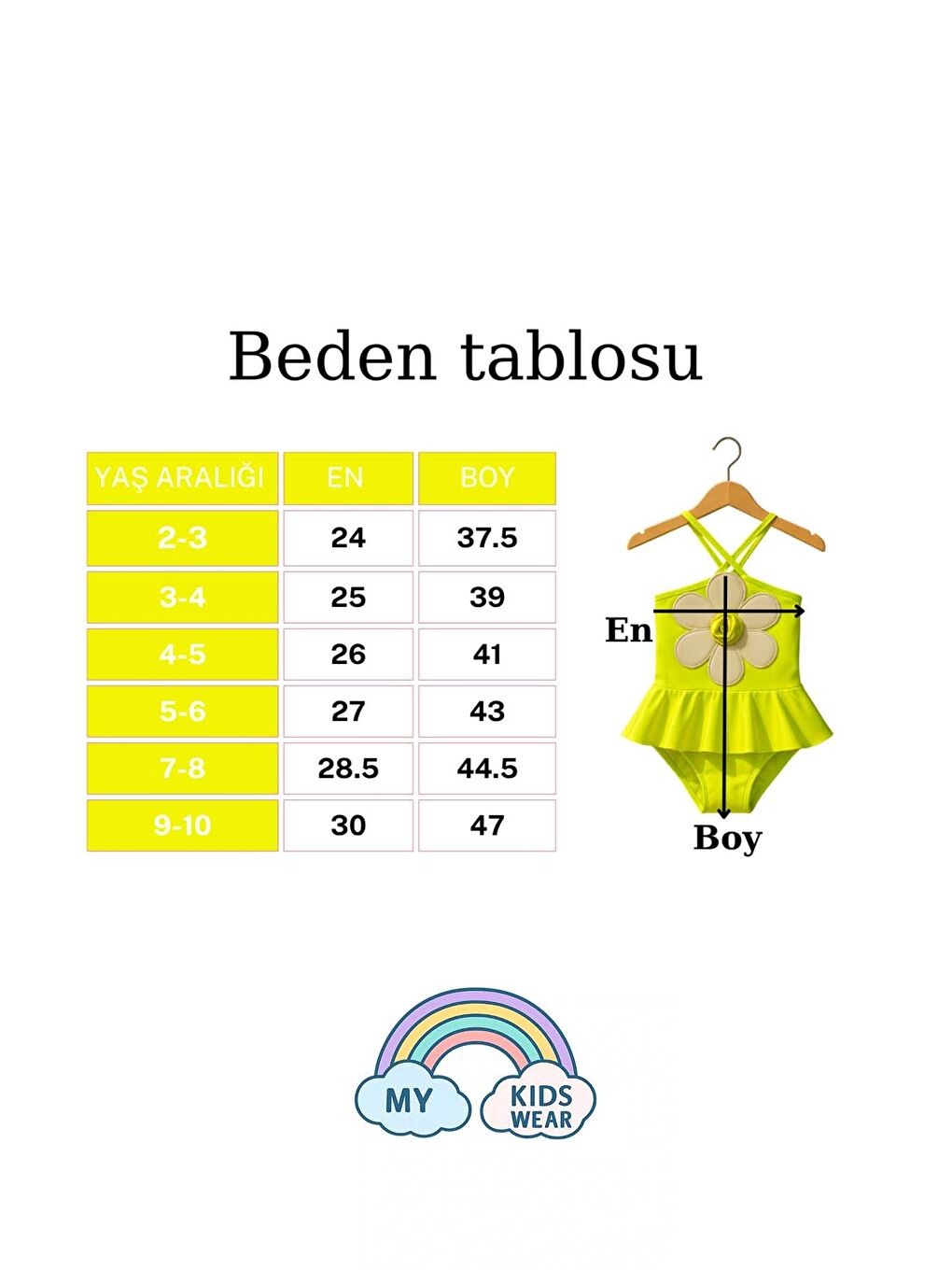 Yeşil Papatya Detaylı Kız Çocuk Mayo-1