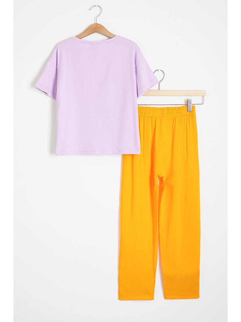 Lila Papatya Baskılı Kız Çocuk Alt Üst Yazlık Takım 15462-3
