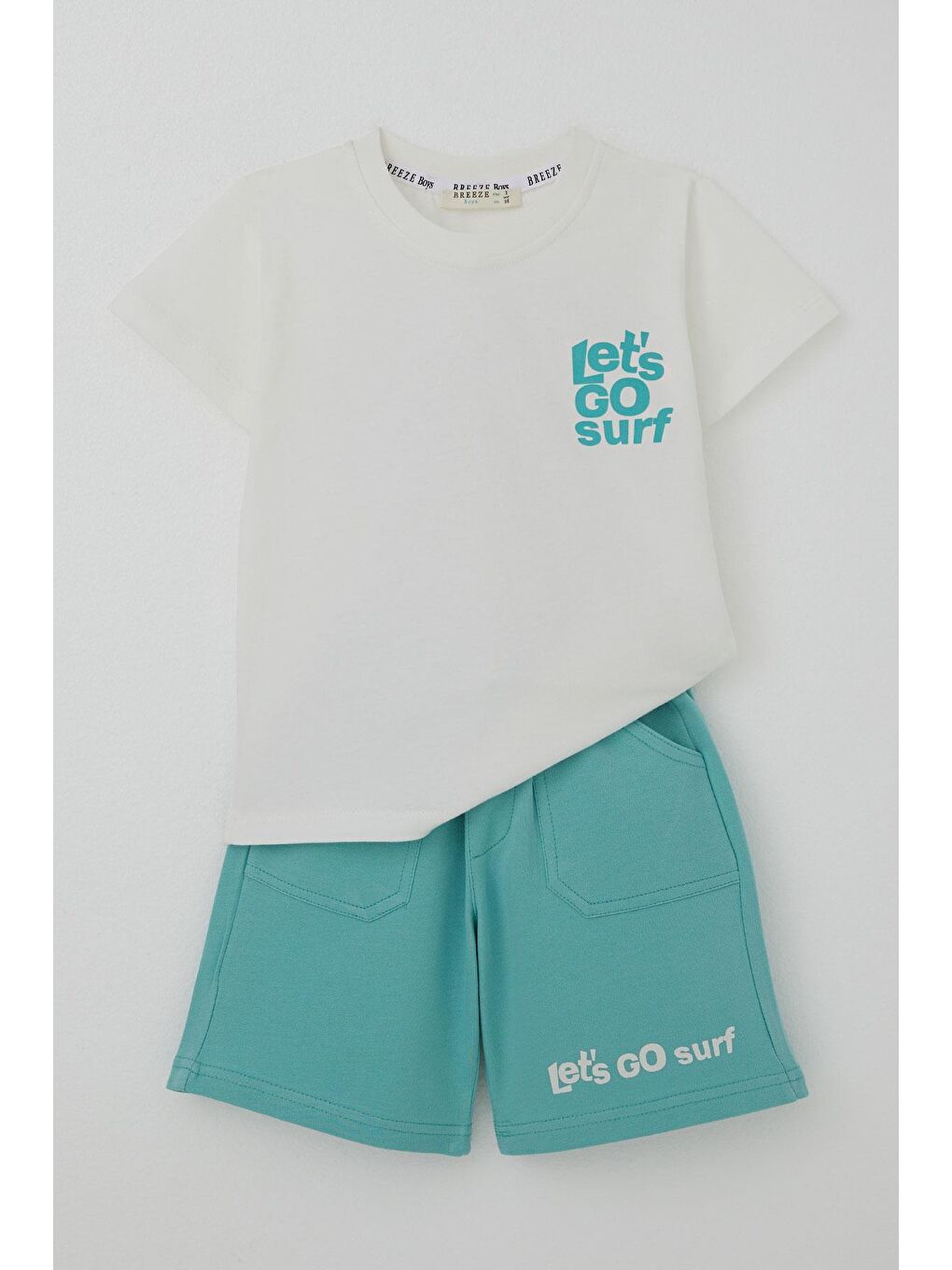 Erkek Çocuk Şortlu Takım Sırt Kısmı Sörfçü Dinozor Baskılı Ekru (3-6 Yaş)-5