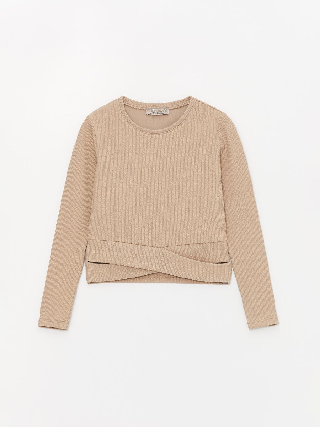 Bej Kız Çocuk Bel Detaylı Yırtmaçlı SweatShirt