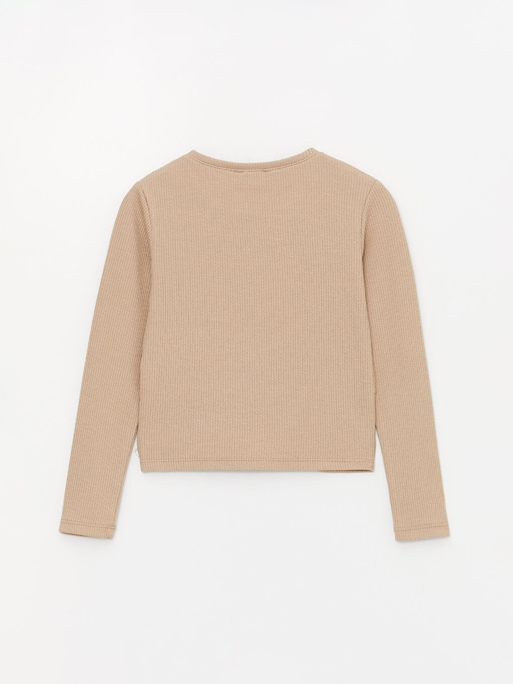 Bej Kız Çocuk Bel Detaylı Yırtmaçlı SweatShirt-1