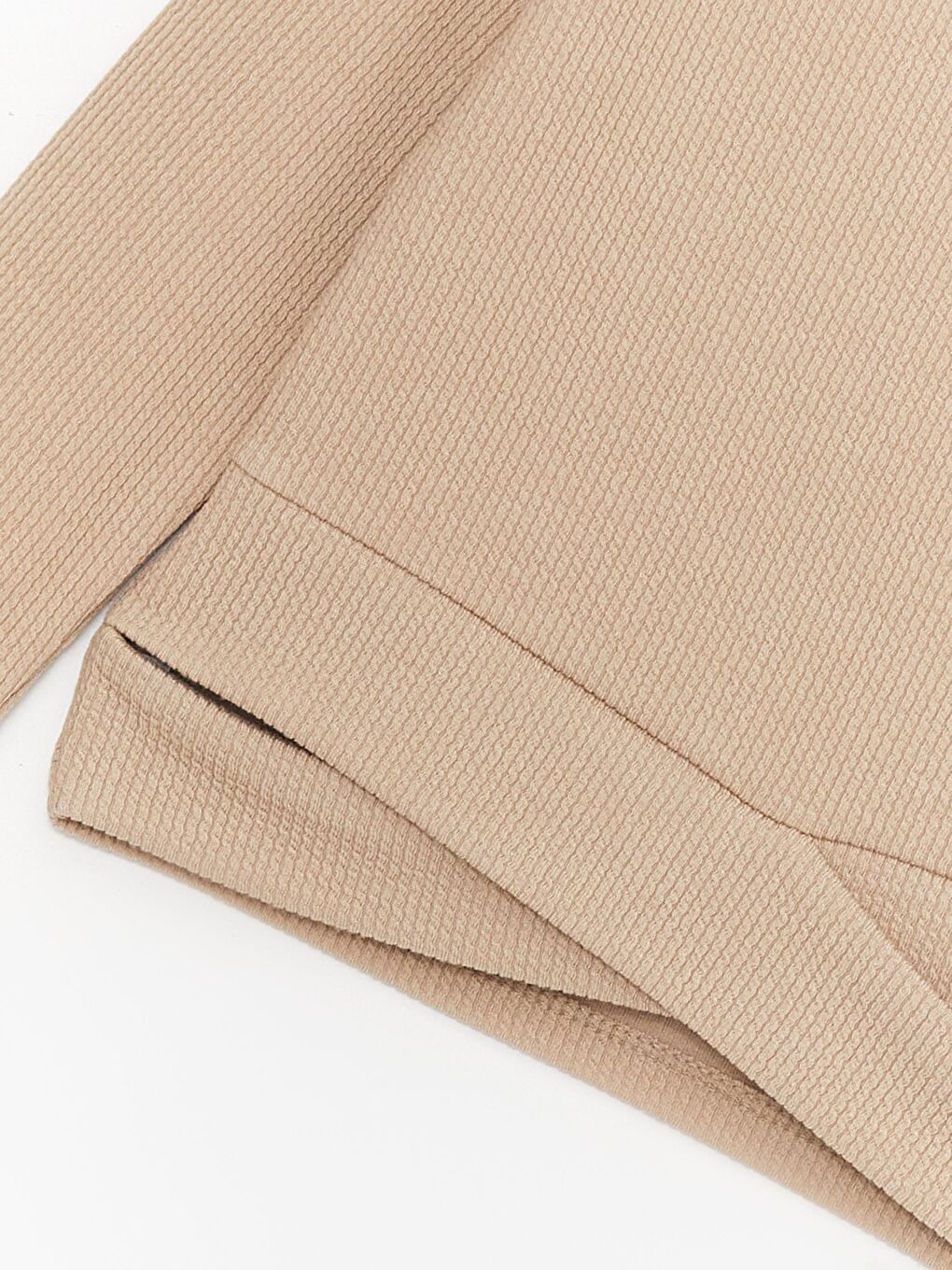 Bej Kız Çocuk Bel Detaylı Yırtmaçlı SweatShirt-2