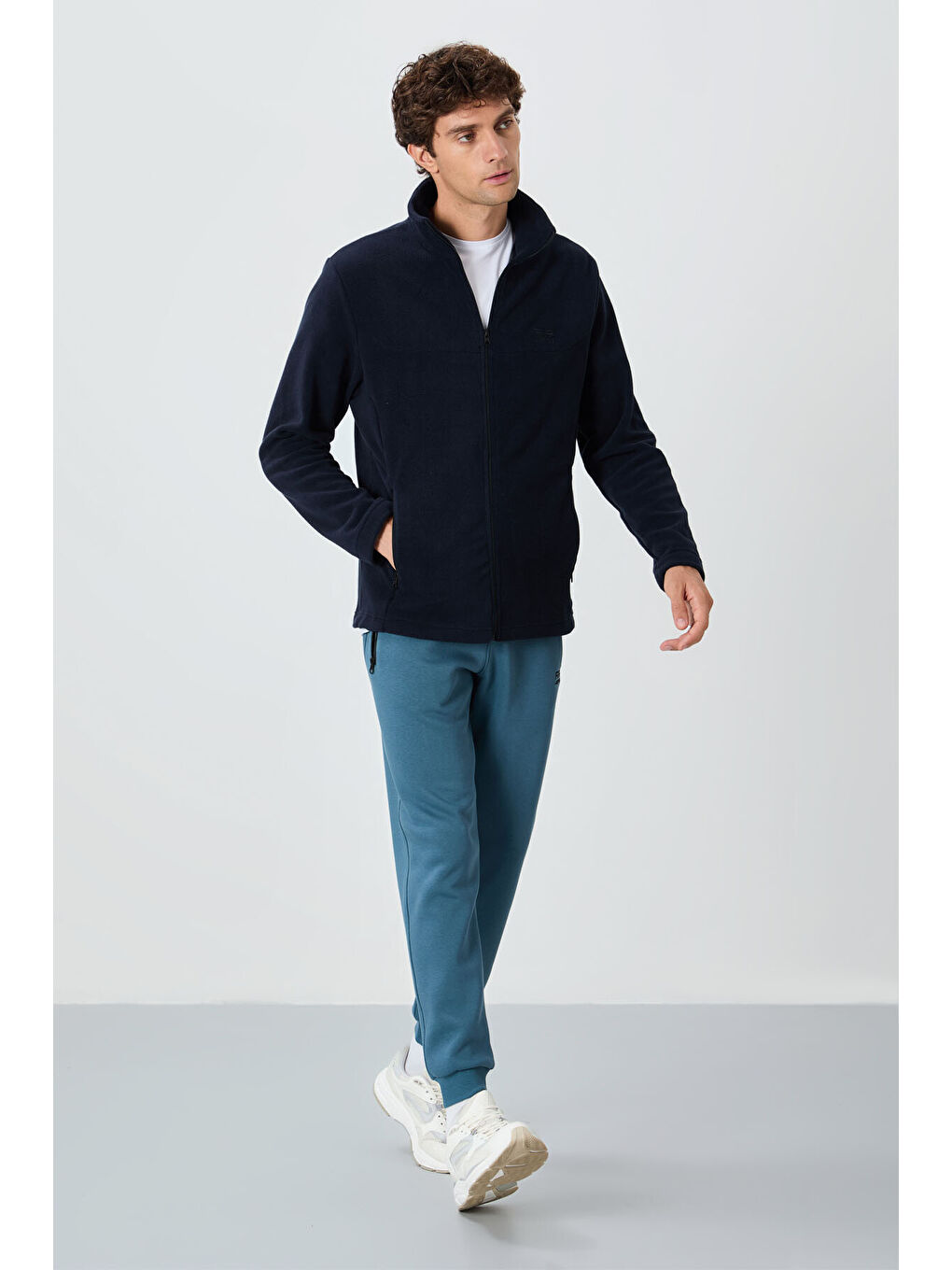 Hardy Lacivert Standart Kalıp Polar Erkek Fermuarlı Sweatshirt - 88299-2