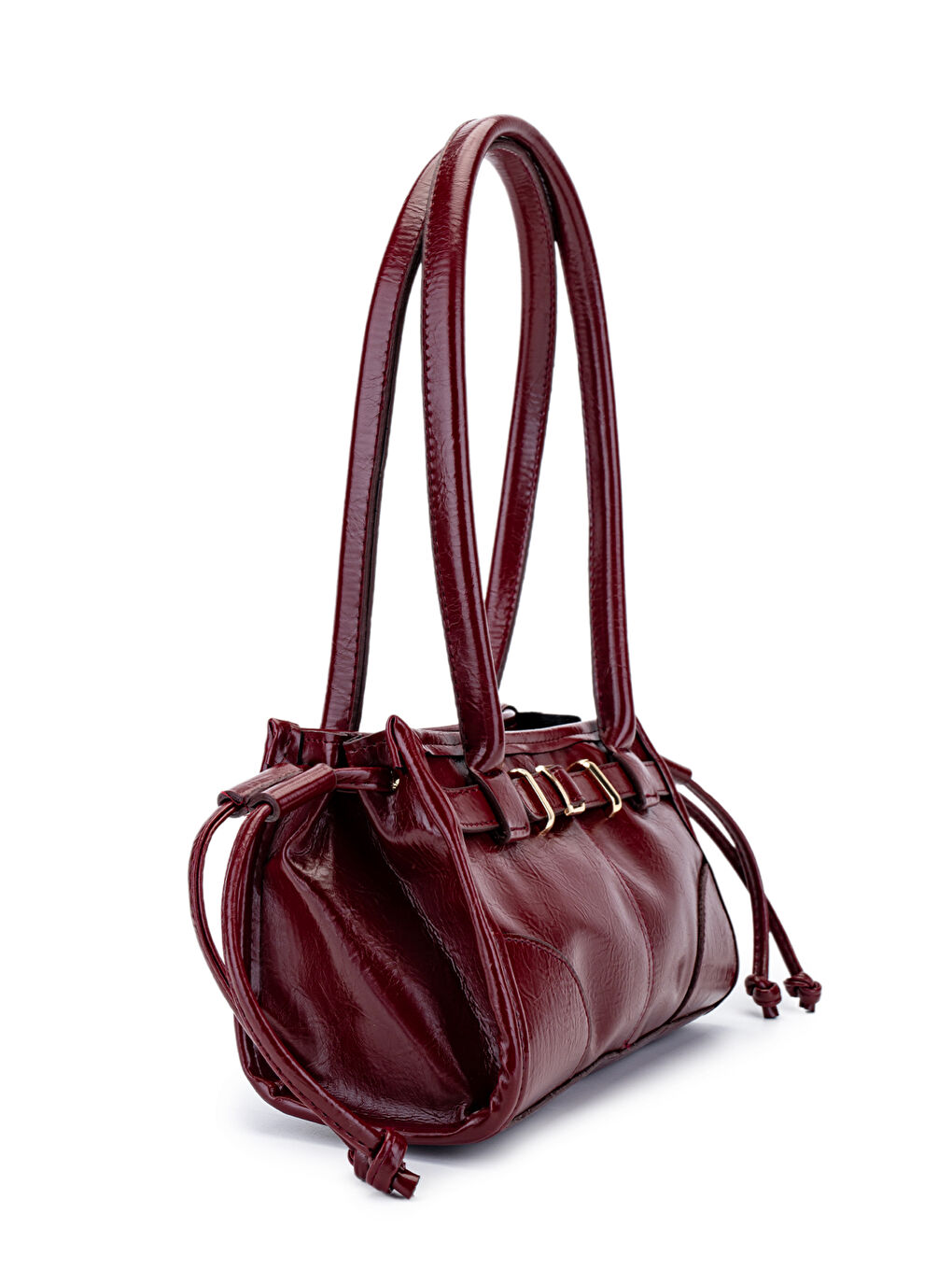 Kemer Detaylı Suni Kılçıllı Deri Kadın Omuz Çanta Girls Bordo-1