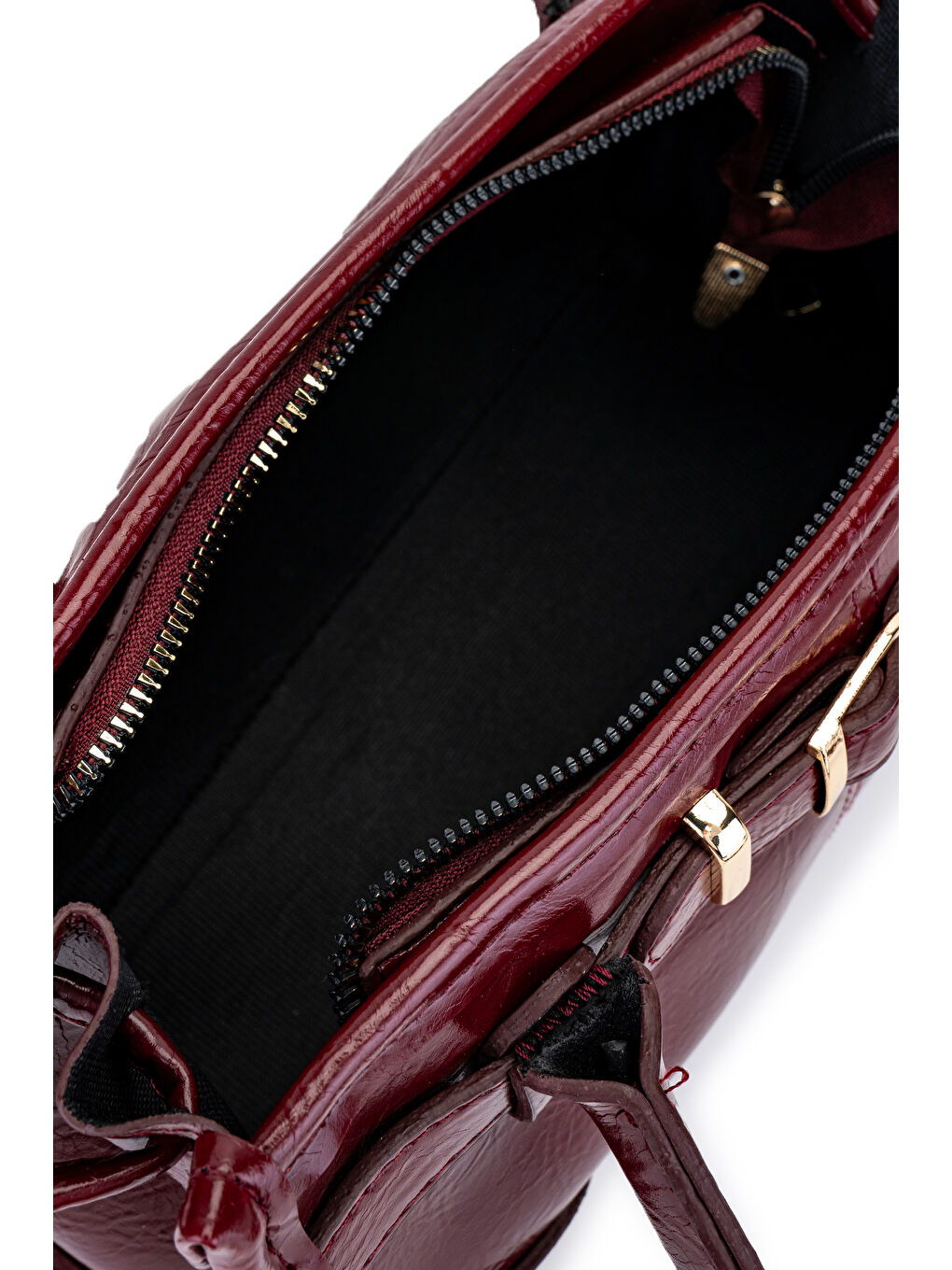 Kemer Detaylı Suni Kılçıllı Deri Kadın Omuz Çanta Girls Bordo-4