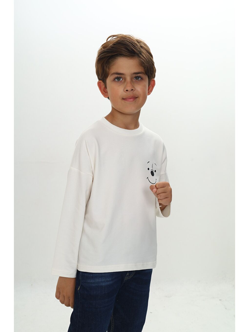 Ekru Erkek Çocuk Baskılı Tişört-1