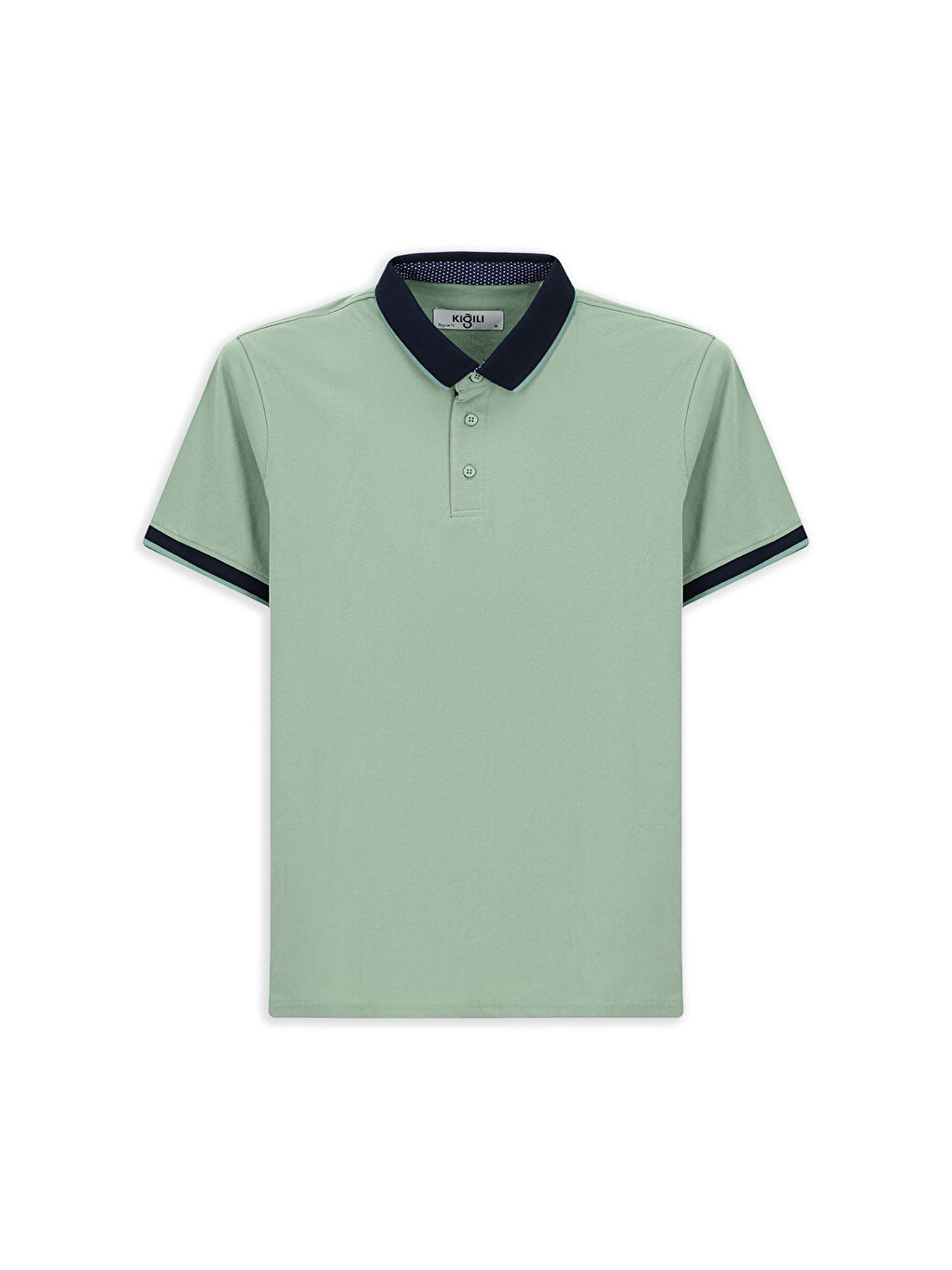 Yeşil Polo Yaka Regular Fit Desenli Pamuklu Tişört-6
