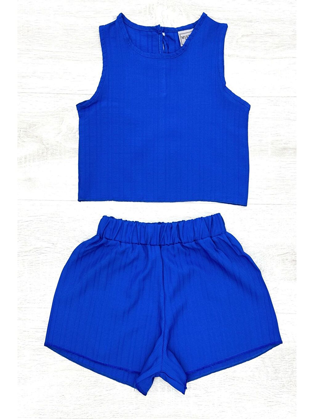 Lacivert Serin Şortlu Kız Çocuk Takım