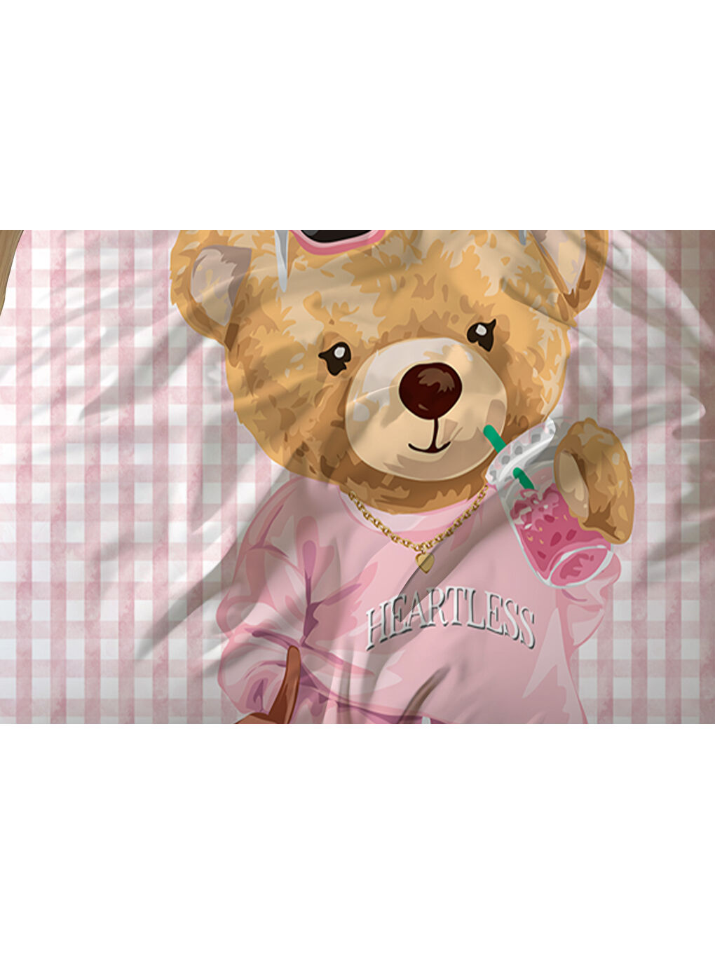 Karışık Tedy Desenli Çarşafsız 2 li Takım Baskılı Tek Kişilik Nevresim Takımı 160x220 cm-3