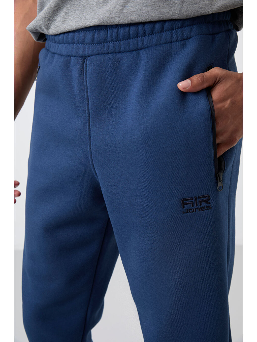 Cesar İndigo Fermuar Cepli Şardonlu Jogger  Erkek Jogger Eşofman Altı - 84929-3