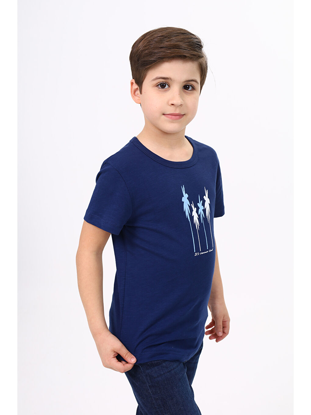 Lacivert Erkek Çocuk Baskılı Tişört-2