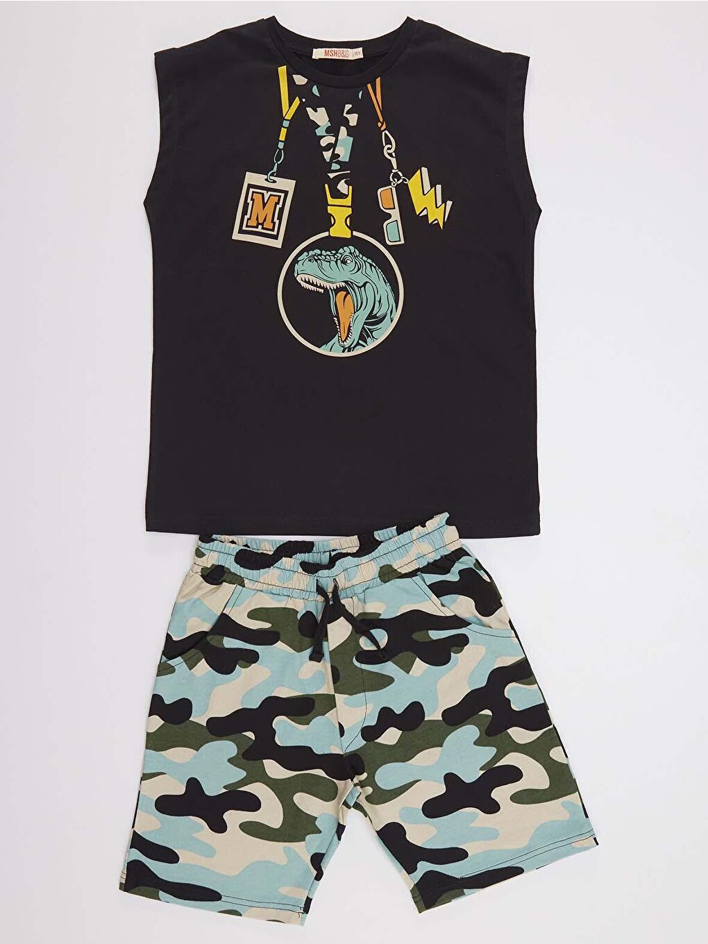 Karışık Sahne Erkek Çocuk Tişört Kamuflaj Şort Takım-2