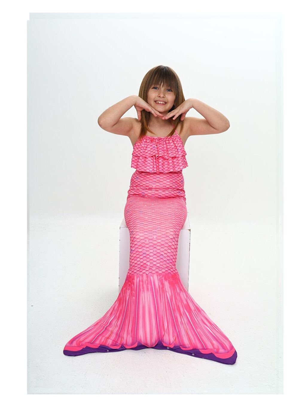 Pembe Kız Çocuk Deniz Kızı Kostümü