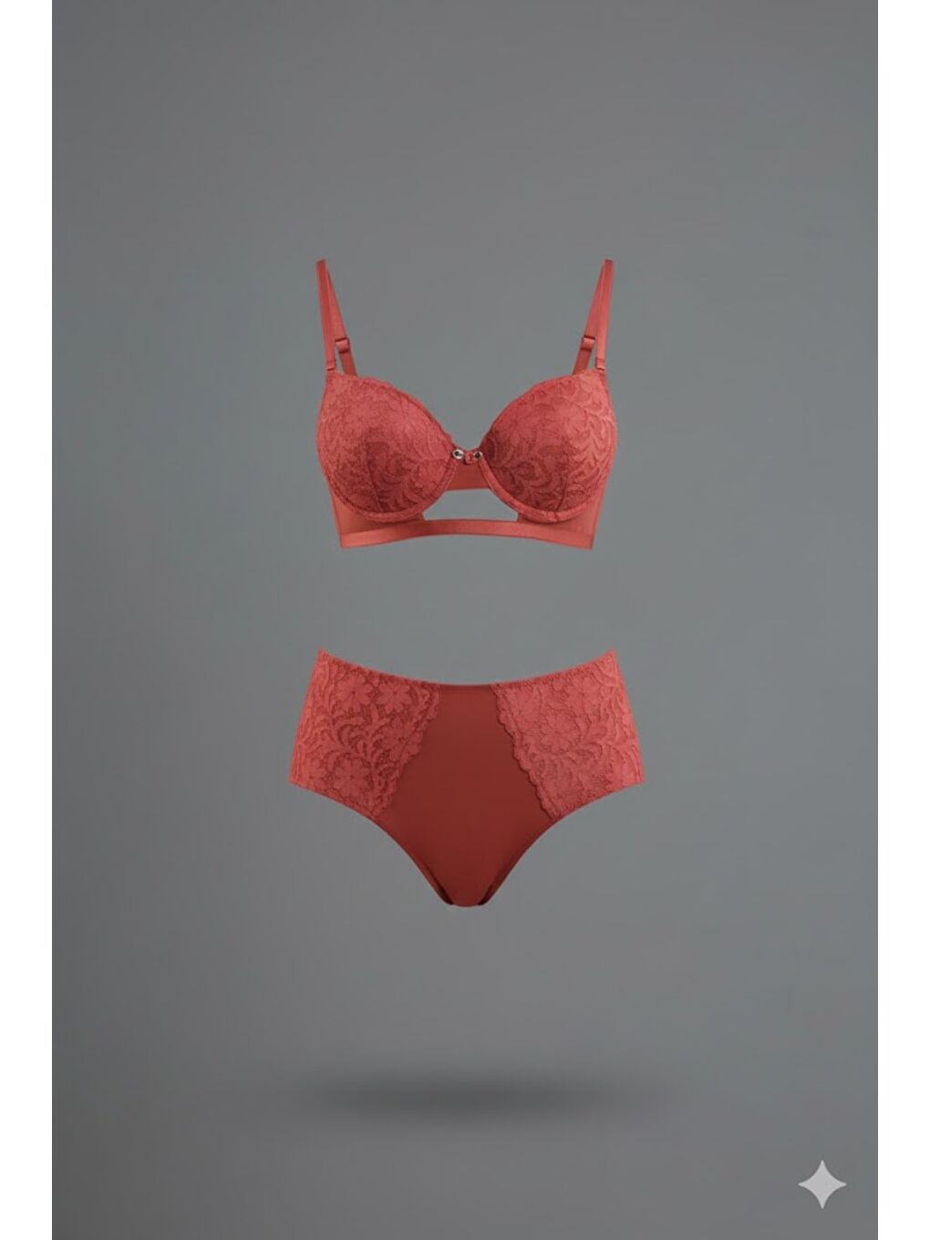 Kahverengi Desteksiz Sütyen Külot Takım C14159 Kiremit