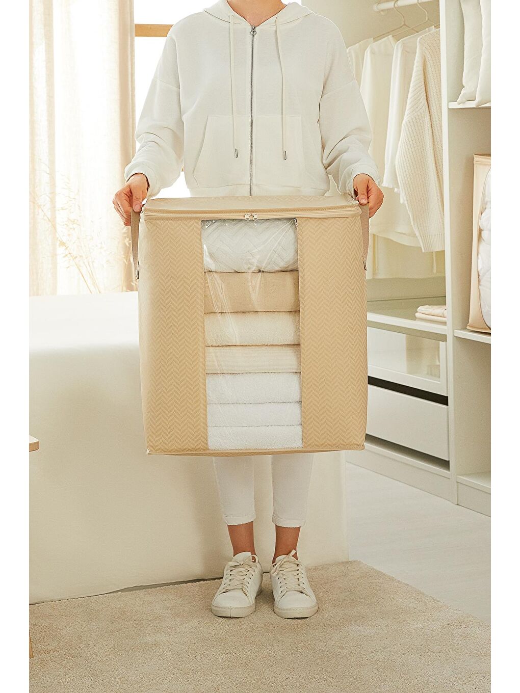 2'li Pvc Pencereli Bej Balıksırtı Hurç Set-3