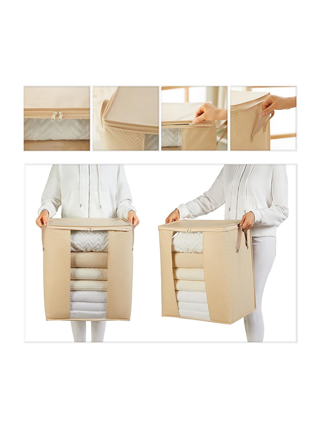 2'li Pvc Pencereli Bej Balıksırtı Hurç Set-5