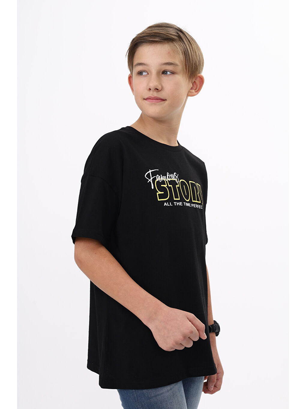 Siyah Erkek Çocuk Baskılı Tişört-2
