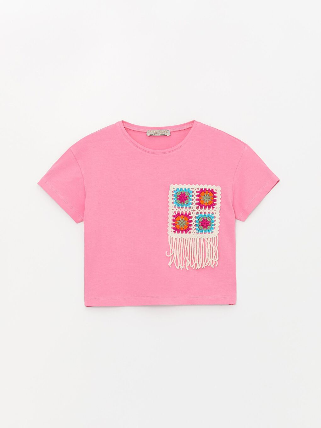 Fuşya Kız Çocuk Dantelli Cep Bluz