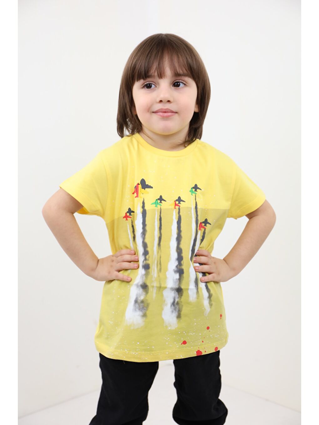 Sarı Erkek Çocuk Baskılı Tişört